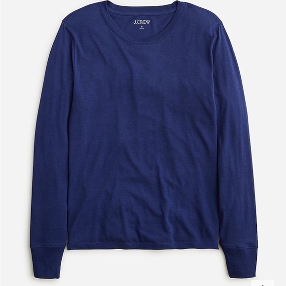 J crew Premium jersey long-sleeve crewneck T-shirt dark evening - Picture 1 of 2